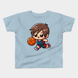 Kawaii Boy Basketball Player Kids T-Shirt